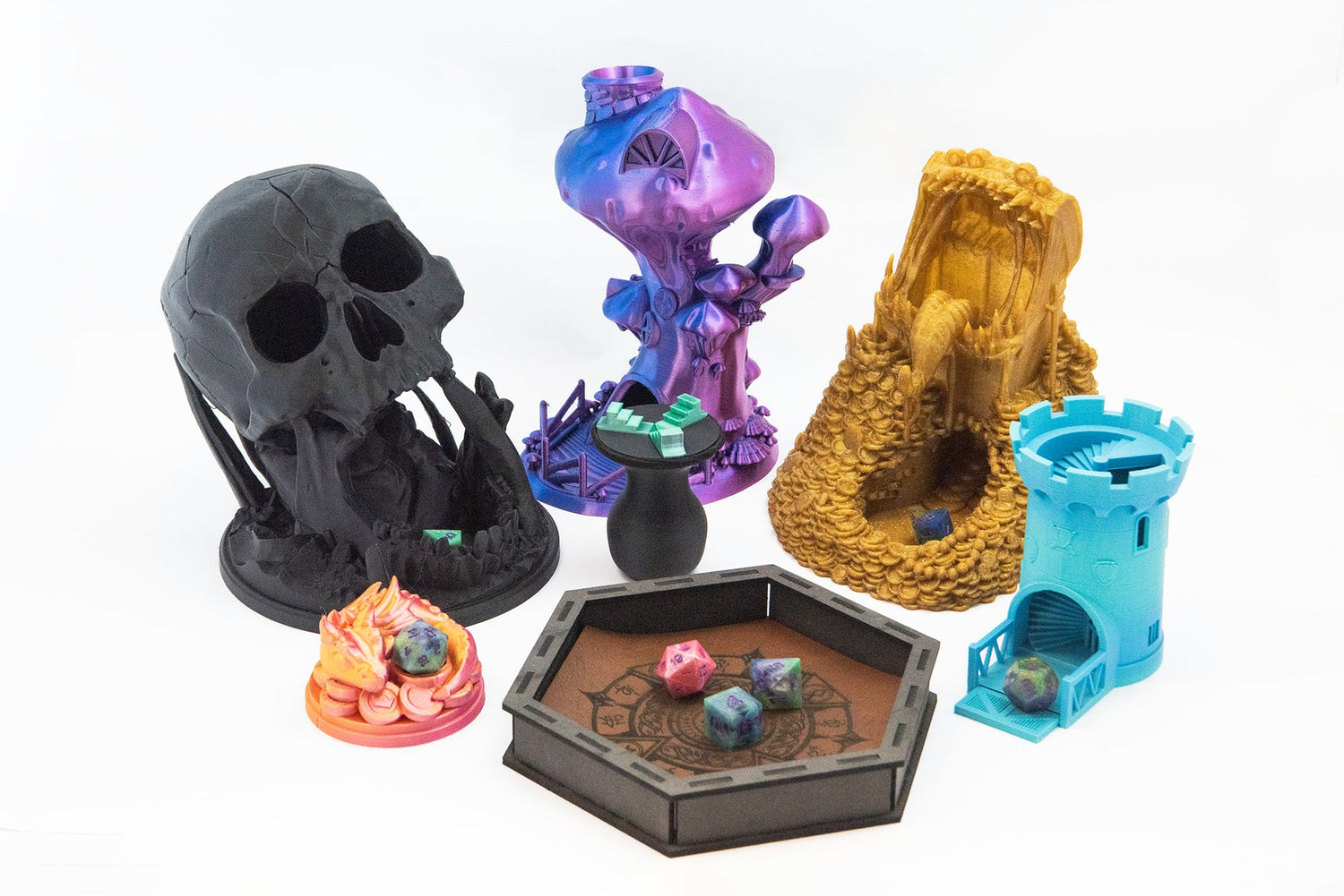 3D printed skull dice tower