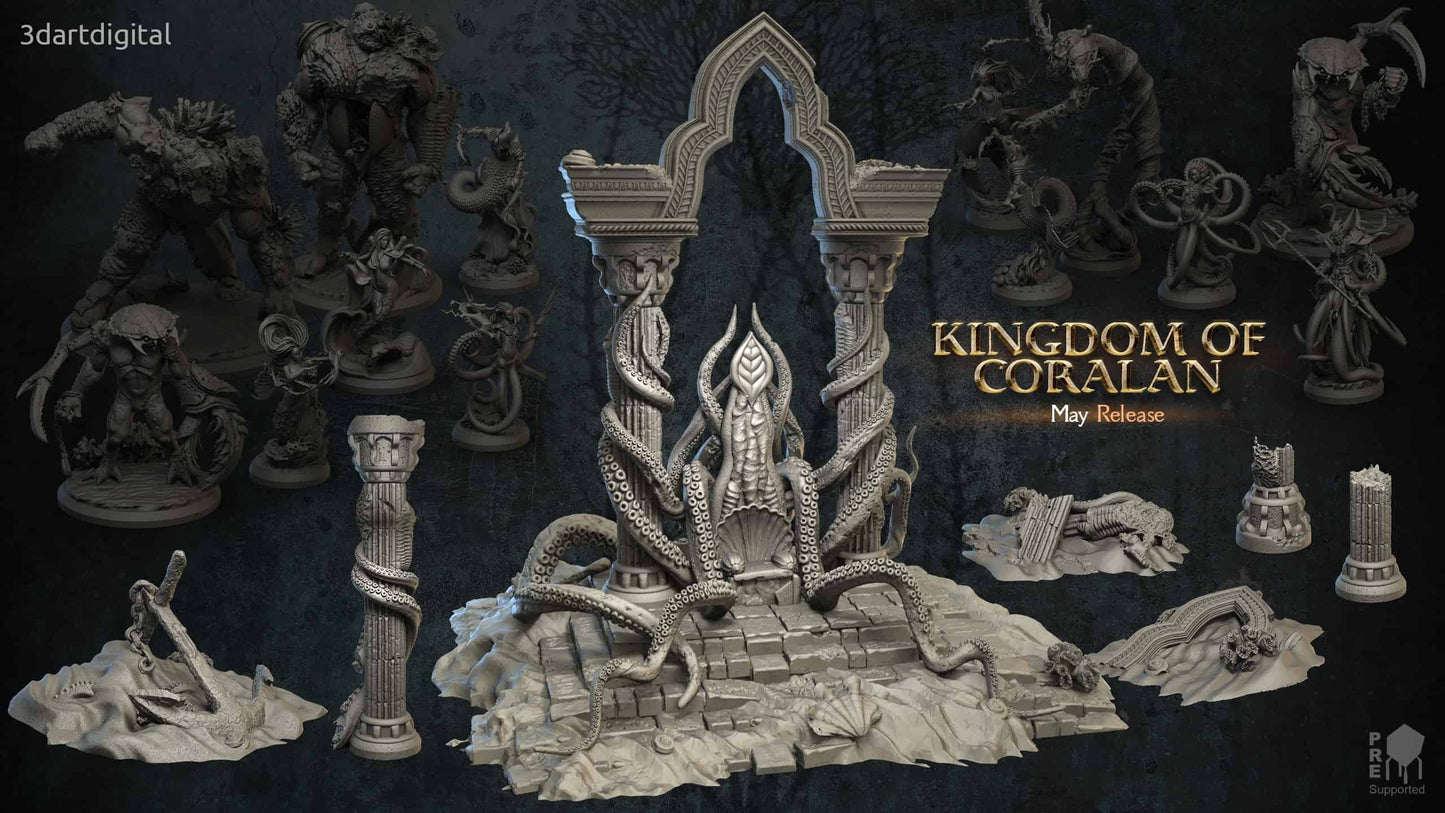 Levende Troon van Koraal/Kraken (Living Coralan Throne with Kraken)(Set/modular)